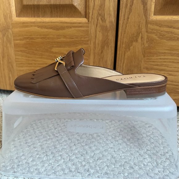 TALBOTS - Cassidy Fringed Mules - Dark Almond -- Excellent Condition - Picture 11 of 12